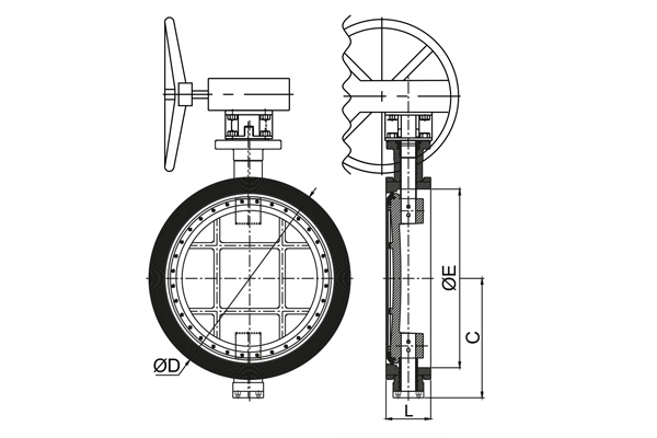 Double Eccentric Design Off - Set Disc “Wafer” Type Butterfly Valve 3 