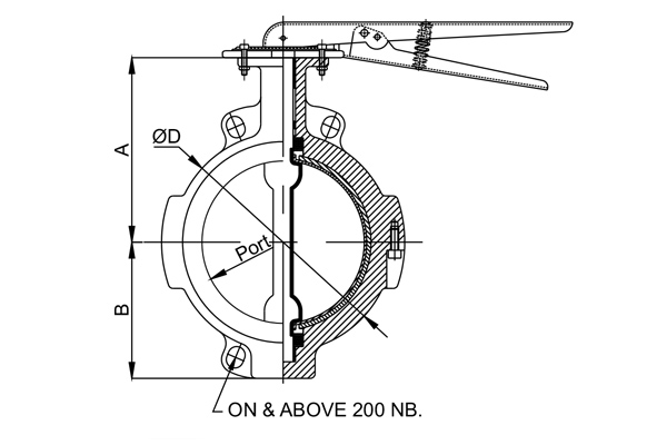 FEP PFA Lined & Teflon Muffler Butterfly Valve 4 